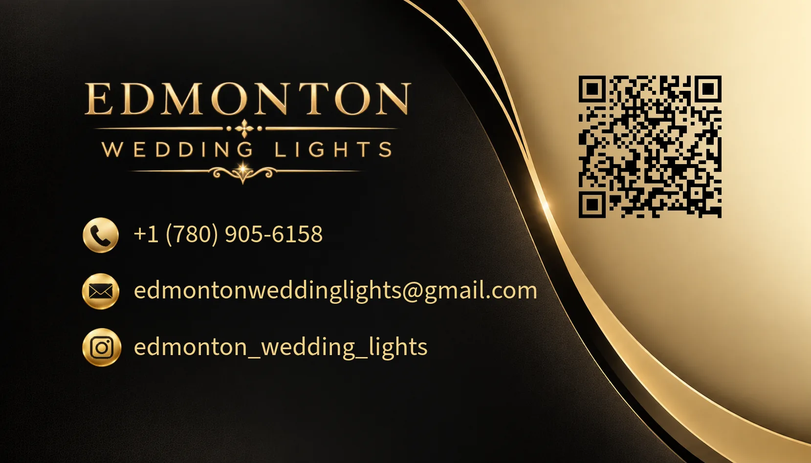 Edmonton Wedding Lights business card — back